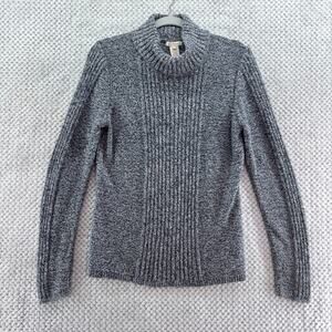 Sundance Sweater Womens L Gray Rib Knit Stretch Turtle Neck Long Sleeve